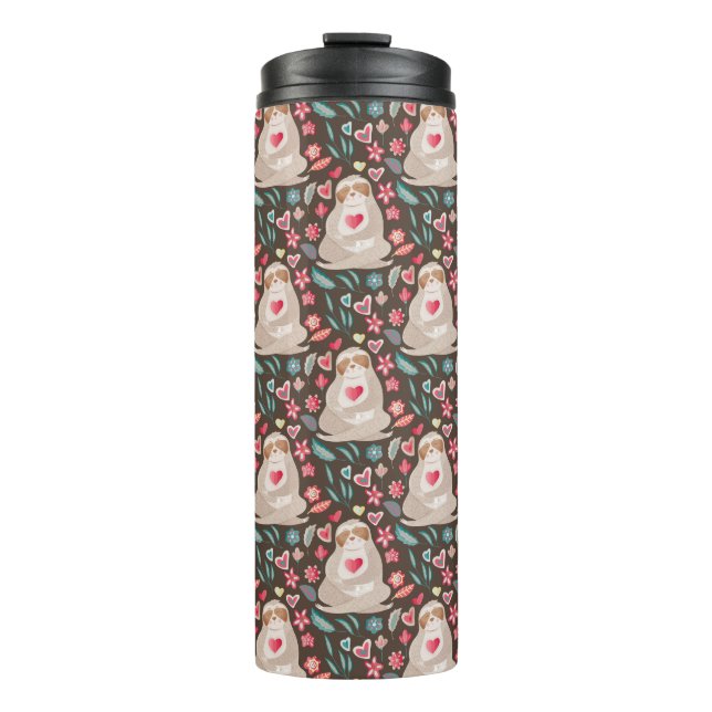 Valentine Sloth Pattern Thermal Tumbler (Front)