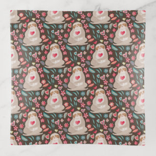 Valentine Sloth Pattern Trinket Tray