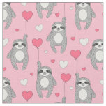 Valentine Sloth with Pink Hearts Fabric
