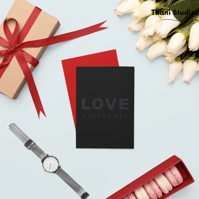 Valentine Smooth Black Modern Simple Typography  Holiday Card (Creator Uploaded)