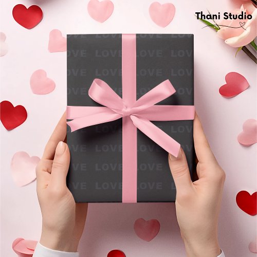 Valentine Smooth Black Modern Simple Typography  Wrapping Paper