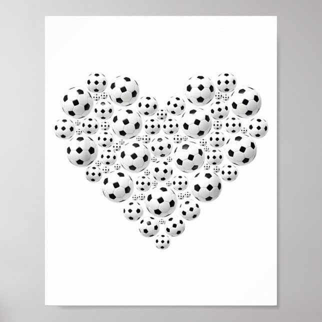 Valentine Soccer Heart Drip Srt Love Valentines Da Poster (Front)
