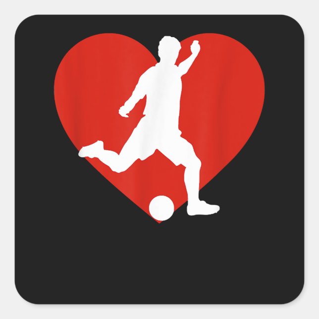 Valentine Soccer Player Valentine's Day Soccer Hea Square Sticker (Front)