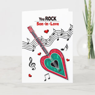 Valentine Son in Law Heart Guitar Music Holiday Card