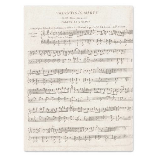 Valentine Song Sheet Music Vintage Notes Decoupage