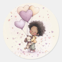 Valentine Stickers – African American Toddler