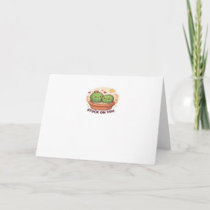 Valentine Stuck On You Cute Cactus Couple Love Pla Card