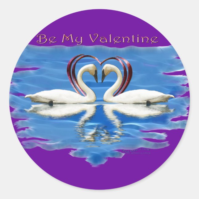 Valentine Swan Collection Classic Round Sticker (Front)