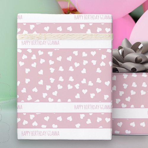 Valentine Sweet Love Hearts Pink Personalized Wrapping Paper
