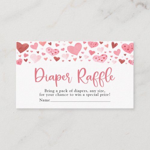 Valentine Sweetheart Baby Shower Diaper Raffle Enclosure Card