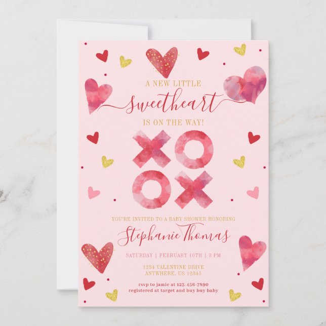 Valentine Sweetheart Baby Shower Invitation (Front)