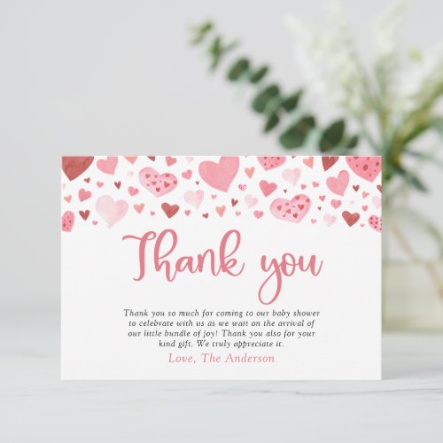 Valentine Sweetheart Baby Shower Thank you Card