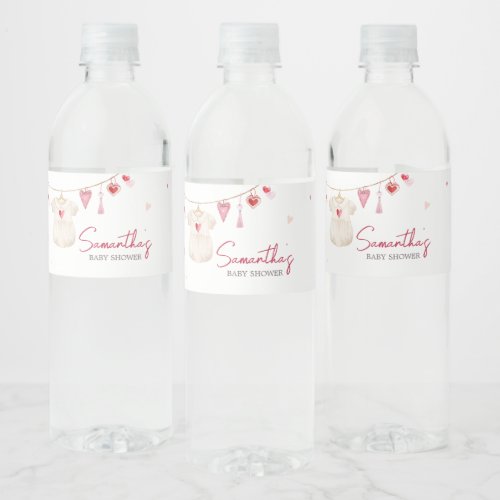Valentine Sweetheart Baby Shower  Water Bottle Label