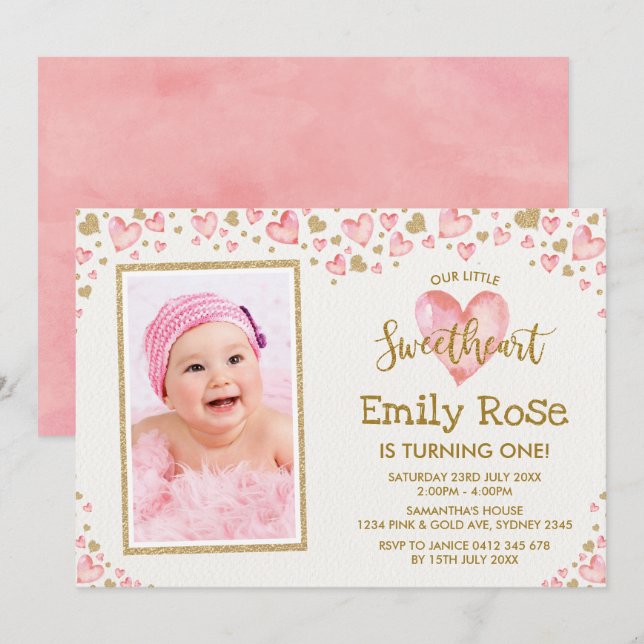 Valentine Sweetheart Birthday Invitation ANY AGE (Front/Back)