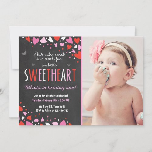 Valentine Sweetheart Birthday Party Invitation