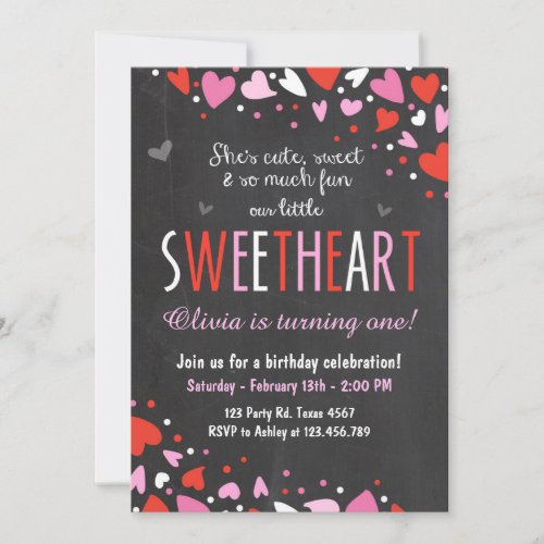 Valentine Sweetheart Birthday Party Invitation