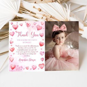 Valentine Sweetheart Birthday Photo Thank You Card