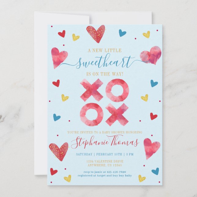 Valentine Sweetheart Boy Baby Shower Invitation (Front)