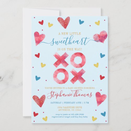 Valentine Sweetheart Boy Baby Shower Invitation