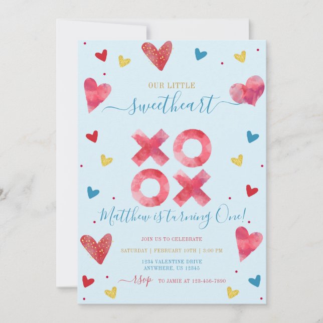 Valentine Sweetheart Boy Birthday Invitation (Front)