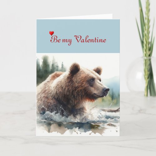 Valentine Sweetheart Grizzly Bear Card