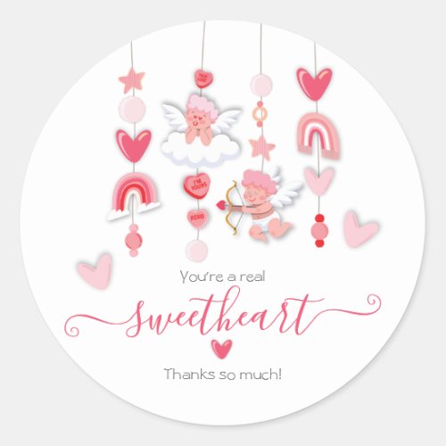 Valentine Sweetheart Mobile Baby Shower Classic Round Sticker