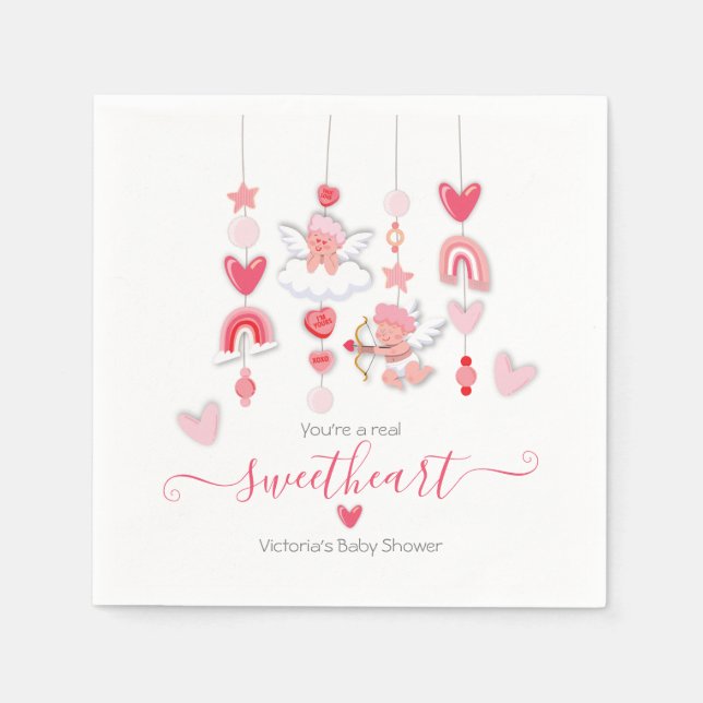 Valentine Sweetheart Mobile Baby Shower Napkins (Front)