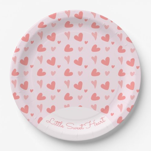 Valentine Sweetheart Pink Peach Hearts Birthday Paper Plates