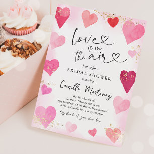 Valentine Sweetheart Pink Red Hearts Bridal Shower Invitation