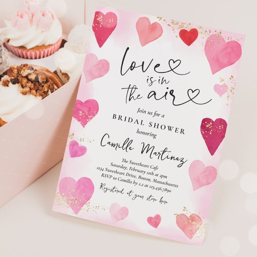 Valentine Sweetheart Pink Red Hearts Bridal Shower Invitation