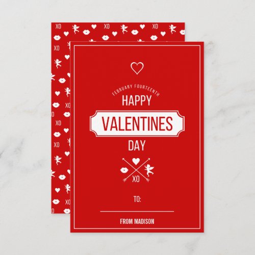 Valentine Symbols Classroom Valentine Card