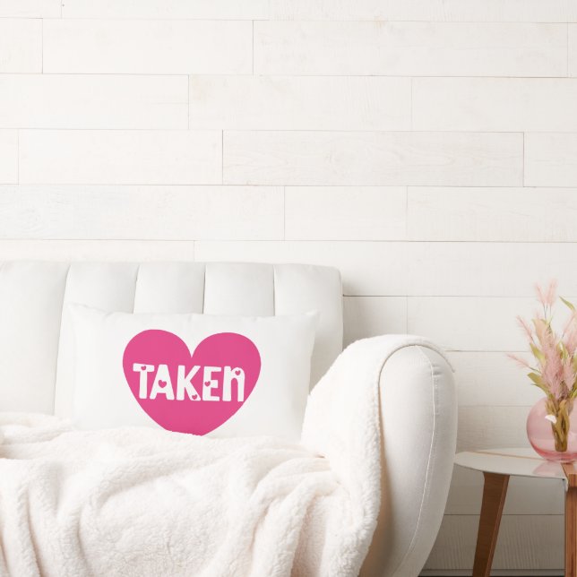 Valentine TAKEN word on Pink Heart Lumbar Pillow (Couch)