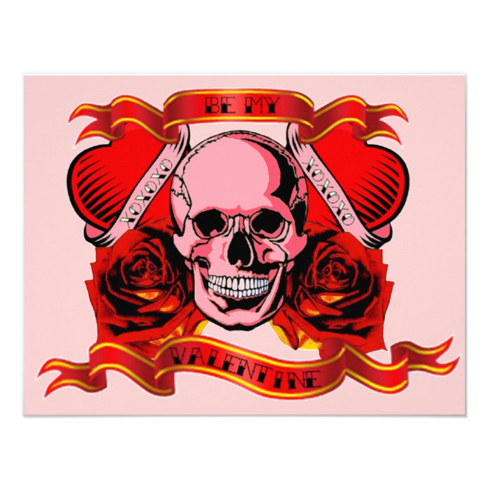 Valentine Tattoo Skull Hearts Custom Invites 