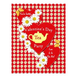 Valentine Tea Party Daisies Small Invitation