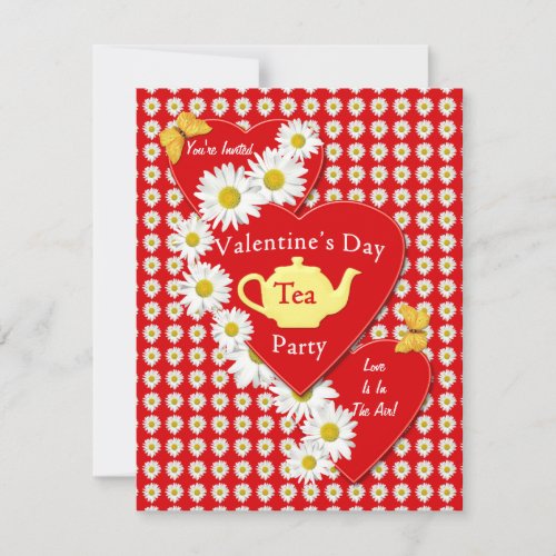 Valentine Tea Party Daisies Small Invitation