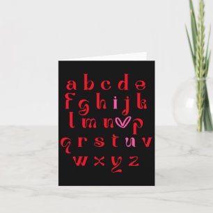 Valentine Teacher Alphabet Abc I Love U Heart Wome Card