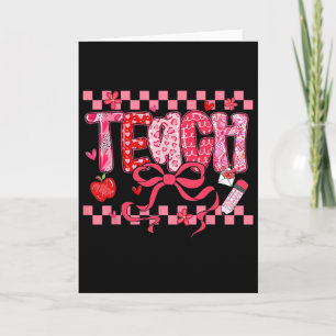 Valentine Teacher Coquette Bow Pencil Girl Women Card