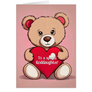 Valentine Teddy Bear For Goddaughter Cards