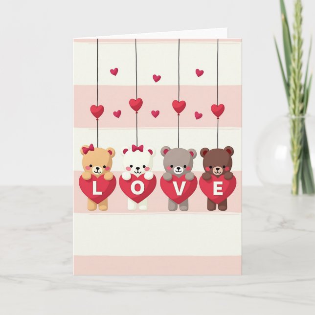 Valentine Teddy Bear Love Card (Front)