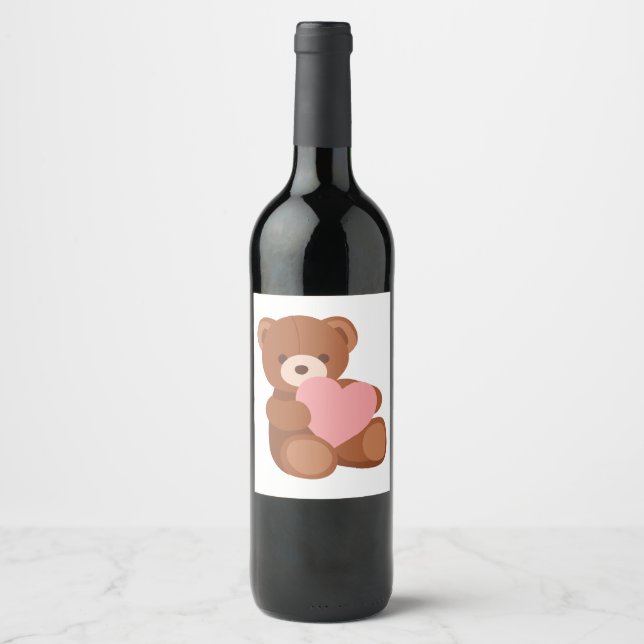 Valentine Teddy Bear Wine Label (Front)