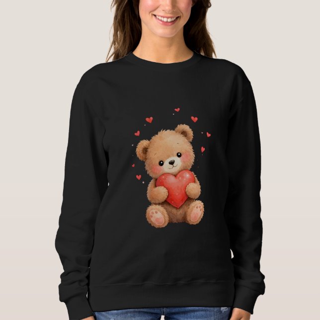 Valentine Teddy bear with heart Sweatshirt (Front)