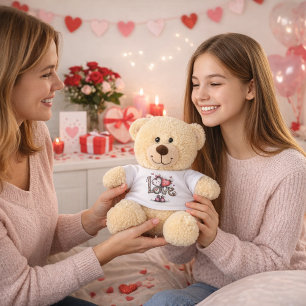 Valentine Teddy Bear with “LOVE” Shirt Design