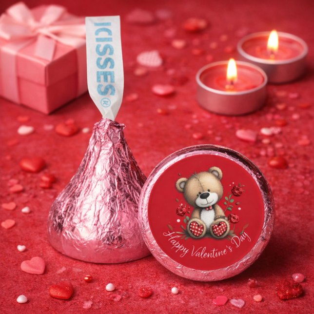 Valentine Teddy Bear with Rose and Hearts Hershey®'s Kisses® (Creator Uploaded)