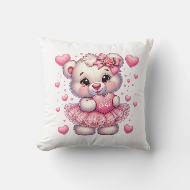 Valentine Teddy Throw Pillow (Front)
