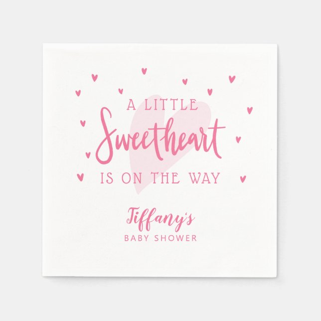 Valentine Theme Girl Baby Shower Napkins (Front)