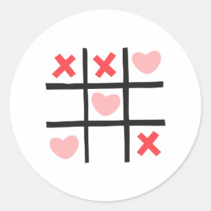 Valentine Tic Tac Toe Classic Round Sticker