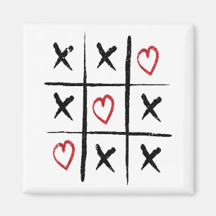 Valentine Tic Tac Toe Hearts Day Magnet