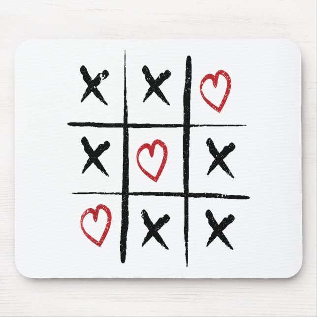 Valentine Tic Tac Toe Hearts Day Mouse Pad (Front)