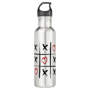 Valentine Tic Tac Toe Hearts Day Stainless Steel Water Bottle