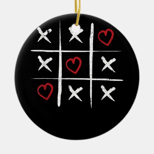 Valentine Tic Tac Toe Hearts Valentines Day Valent Ceramic Ornament